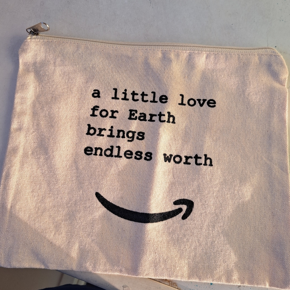 Amazon Canvas Zipper Pouch Makeup Bag LIKE NEW